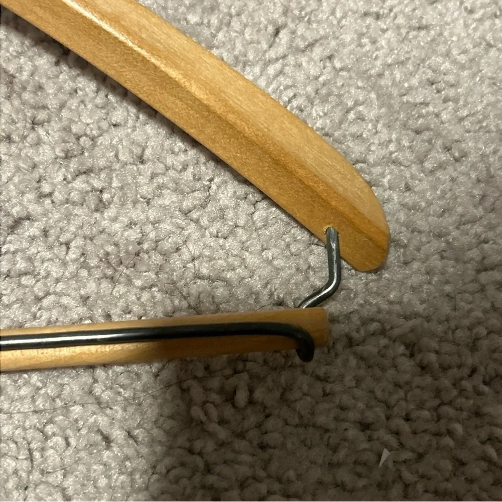 2 Vintage WISHBONE BATTS Wooden Suit Hangers Grand Rapids MI